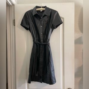 Faux leather black dress
